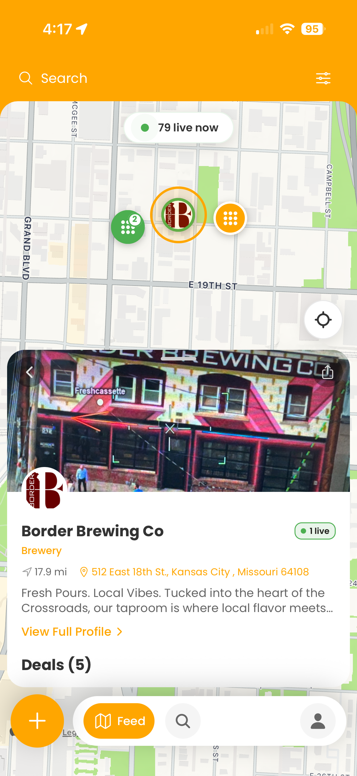 Whir mobile — live deals map with business detail