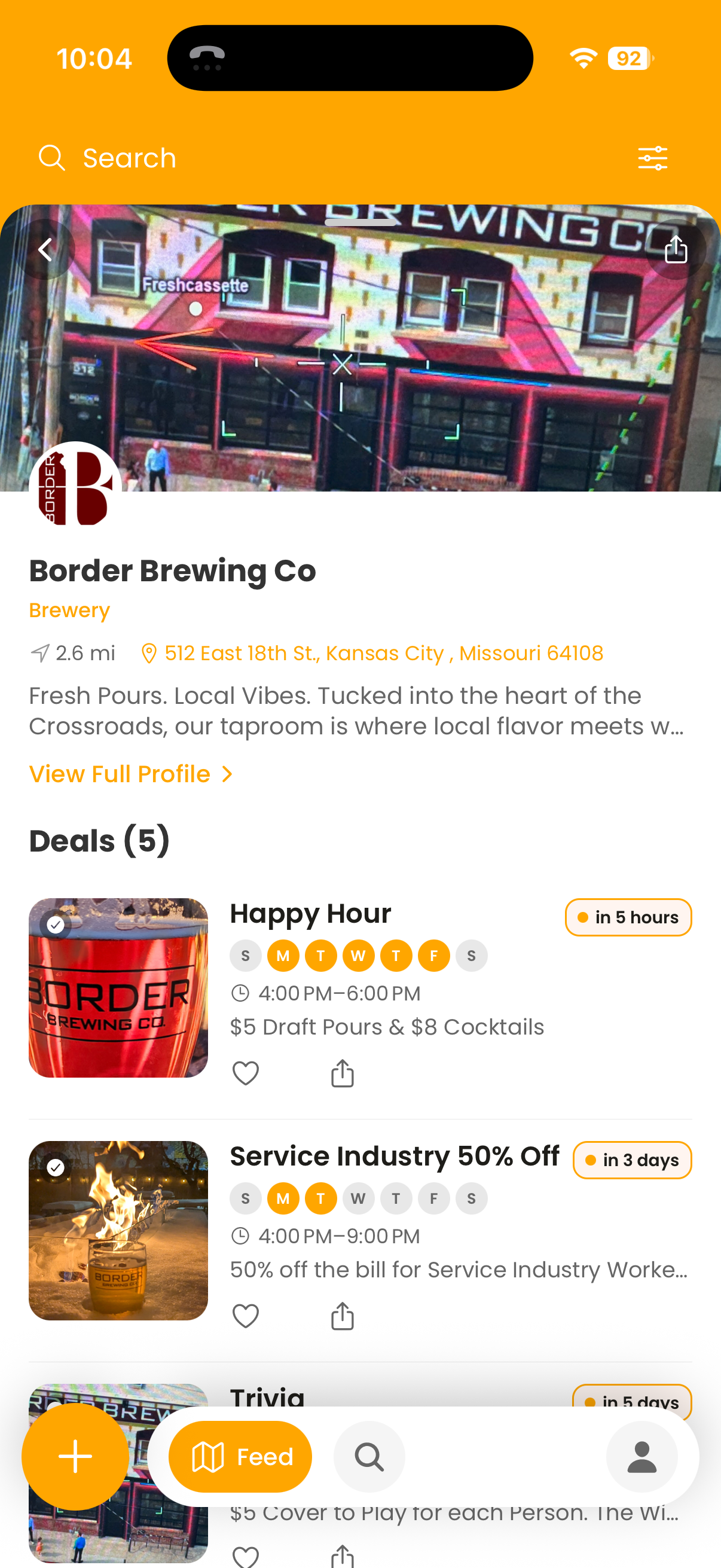 Whir mobile — business profile with active deals