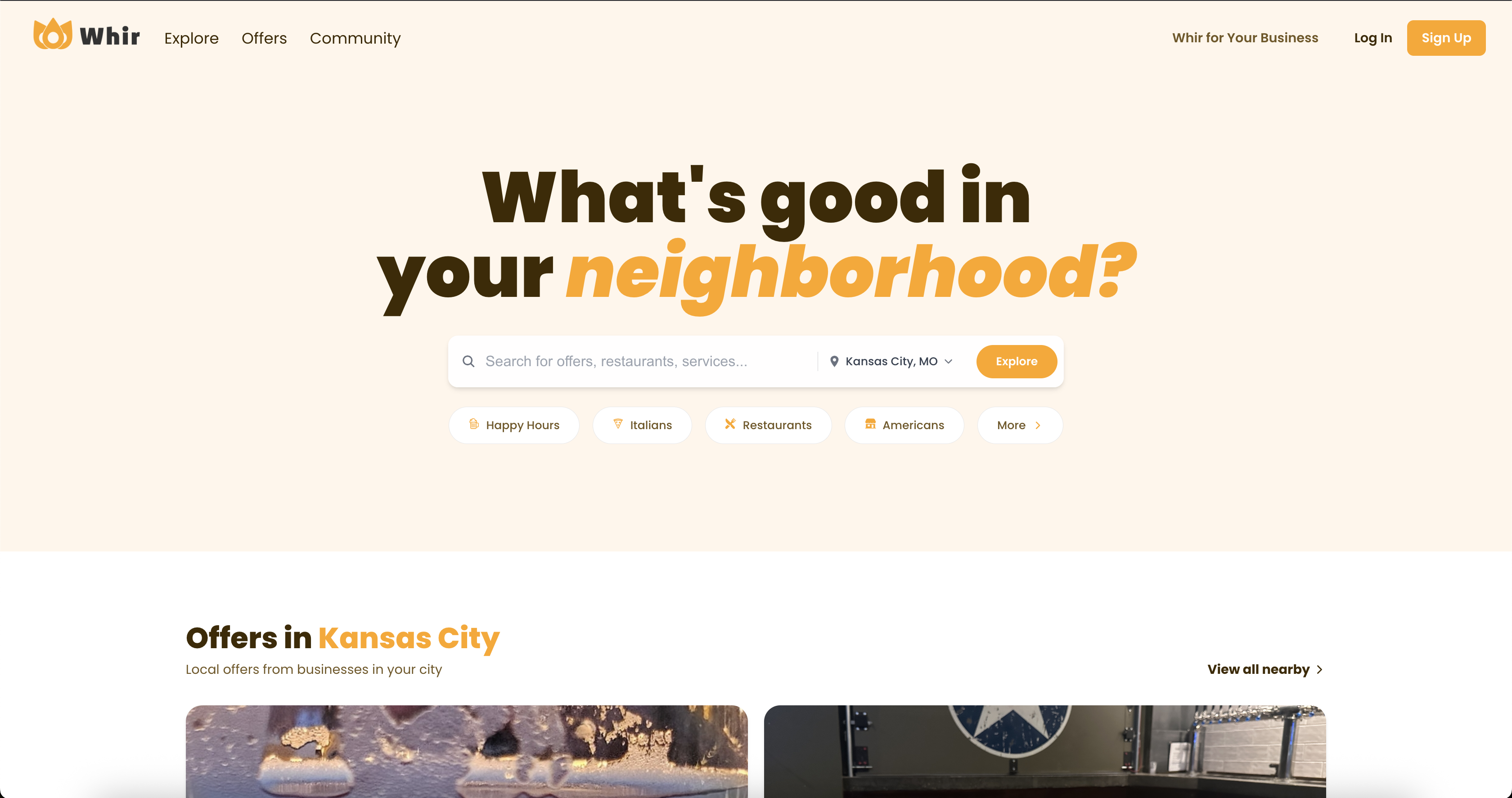 Whir on the web — home: “What’s good in your neighborhood?” search